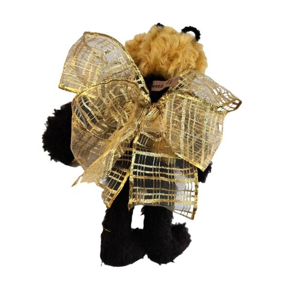 Vintage Handmade Bumblebee Teddy Bear Weighted Plush  With Golden Ribbon Bow Sin - Picture 2 of 7